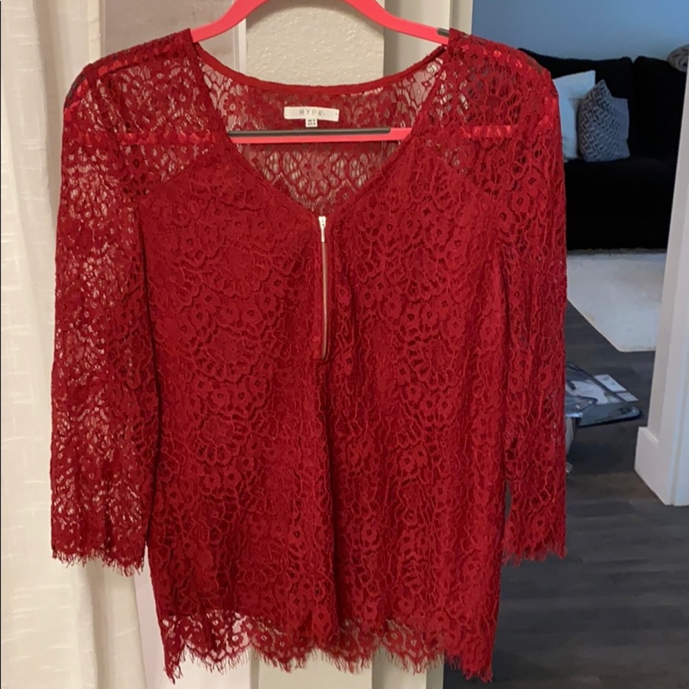 Red lace shirt